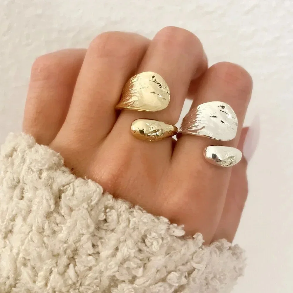 925 Sterling Silver Hammered Ring Chunky Wrap Ring Statement Ring Boho Ring